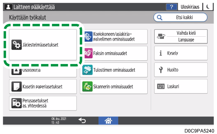 Käyttöpaneelin näyttö