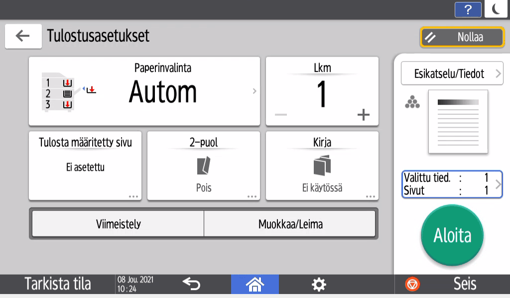 Käyttöpaneelin näyttö