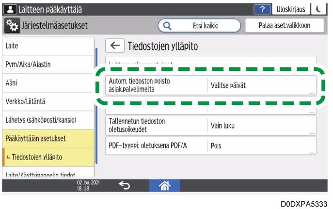 Käyttöpaneelin näyttö