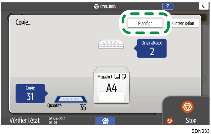 Illustration de l'écran du panneau de commande