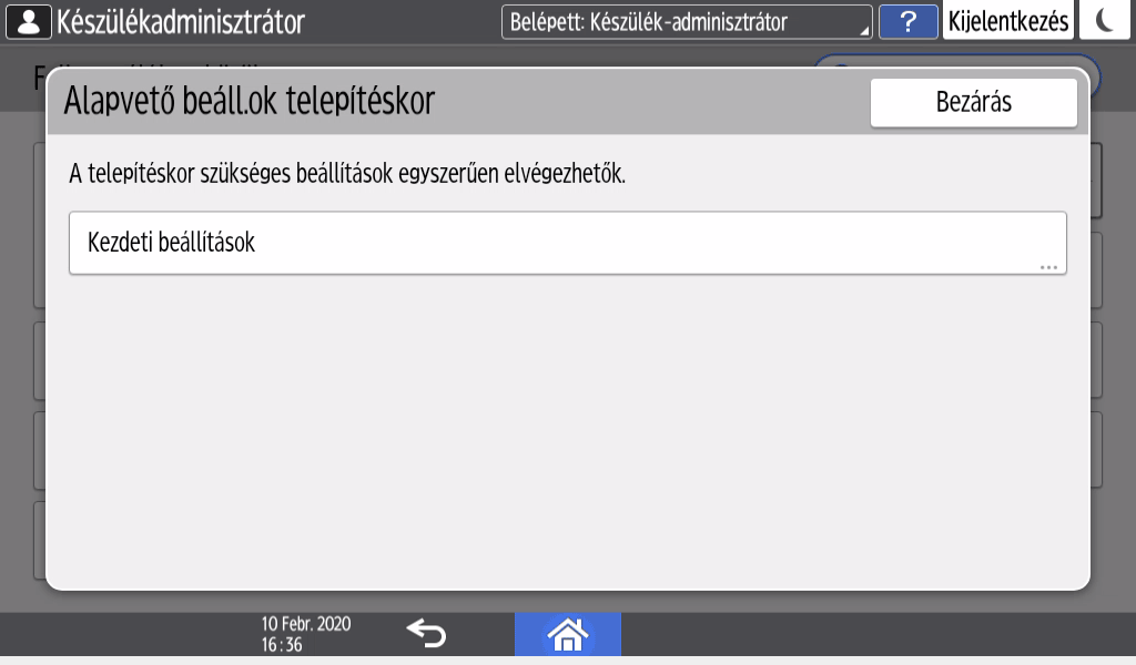 Kezelőpanel képernyője, illusztráció