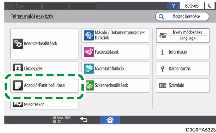 Kezelőpanel képernyője, illusztráció