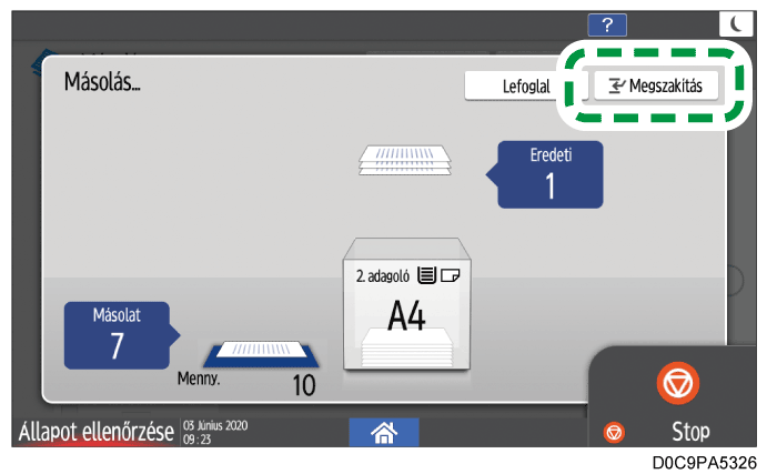 Kezelőpanel képernyője, illusztráció