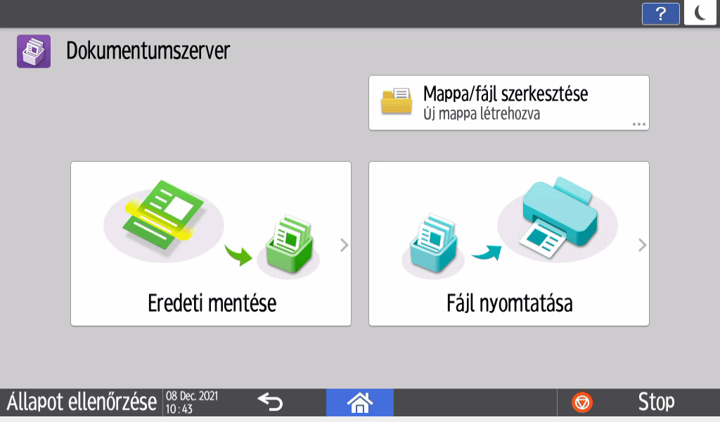 Kezelőpanel képernyője, illusztráció
