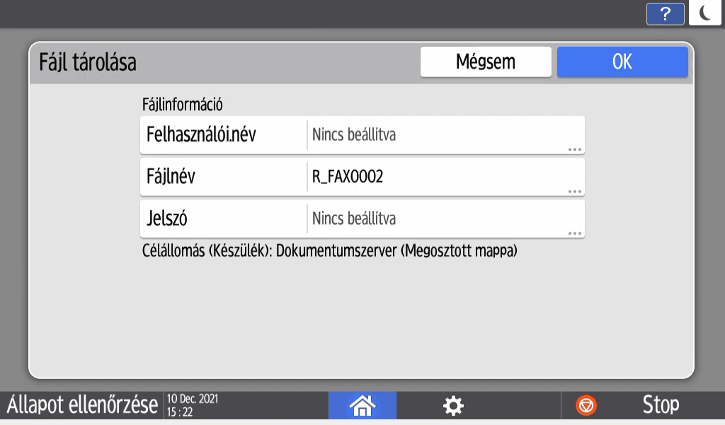 Kezelőpanel képernyője, illusztráció