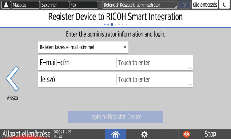 Kezelőpanel képernyője, illusztráció
