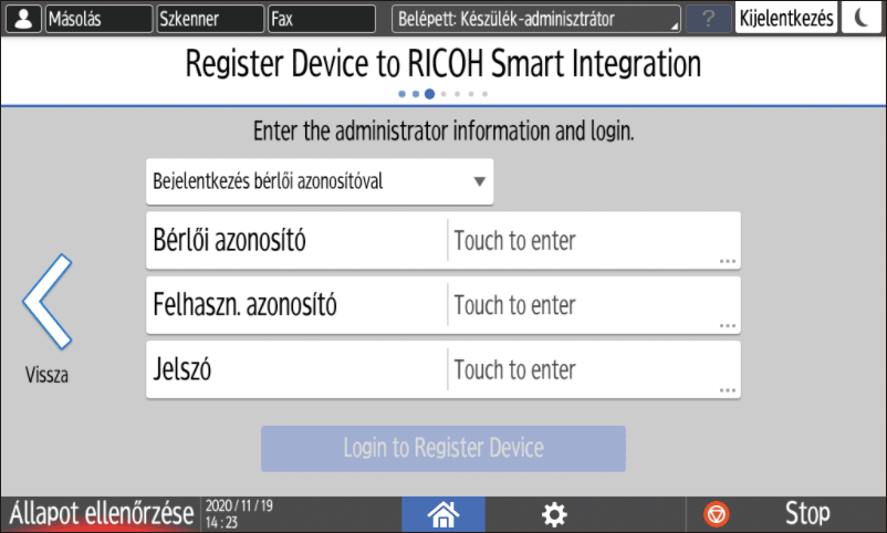 Kezelőpanel képernyője, illusztráció