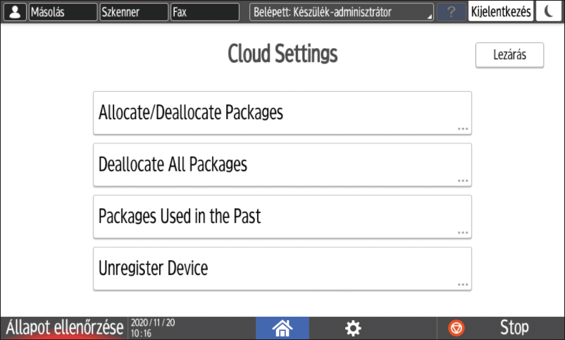 Kezelőpanel képernyője, illusztráció