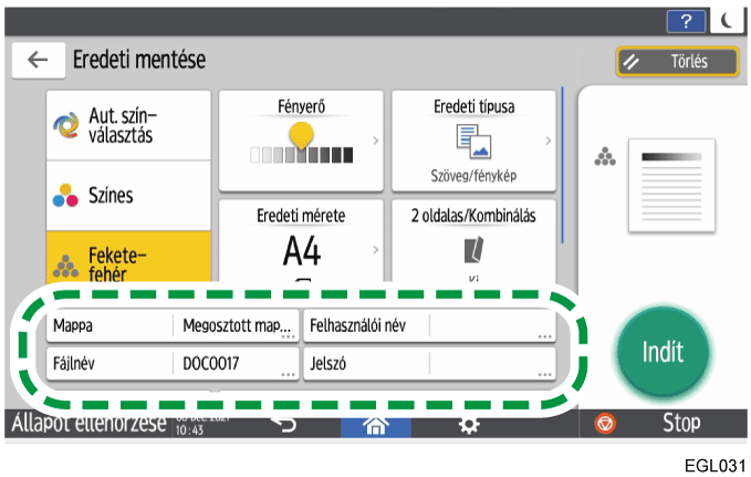 Kezelőpanel képernyője, illusztráció