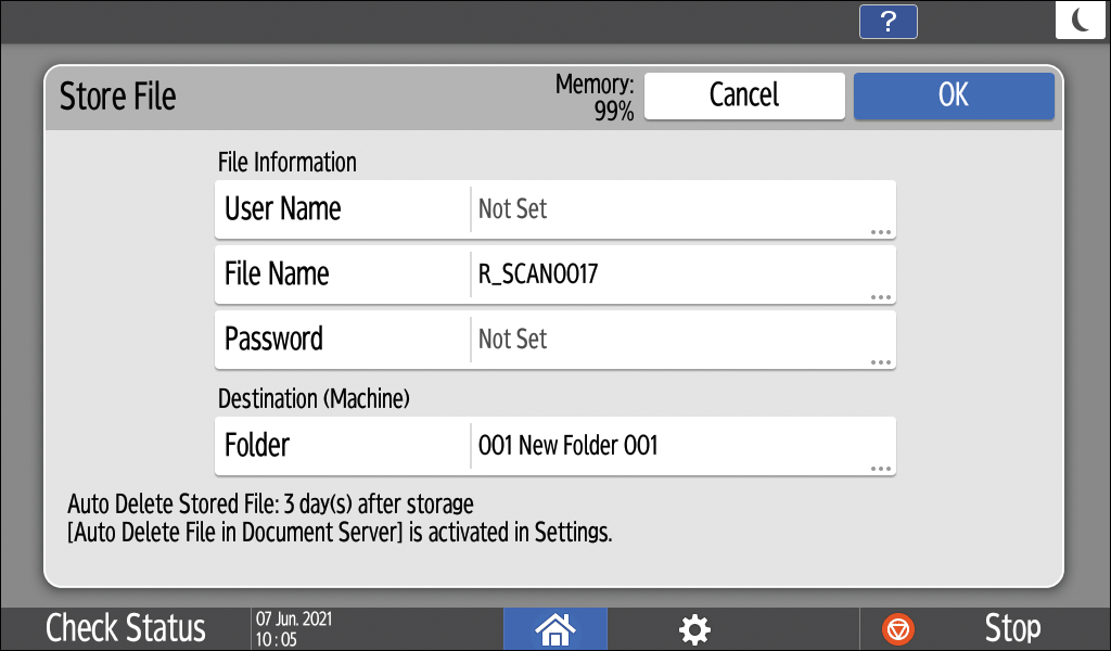 Kezelőpanel képernyője, illusztráció