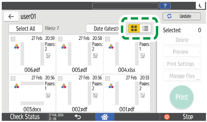 Illustrazione della schermata sul pannello di controllo