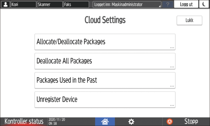 Illustrasjon av betjeningspanelet