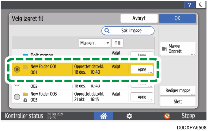 Illustrasjon av betjeningspanelet
