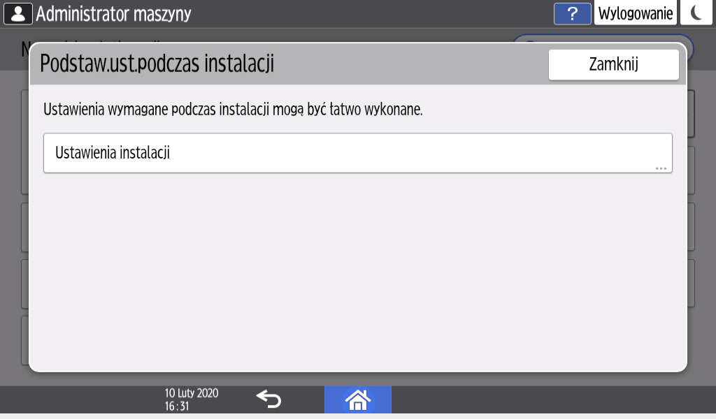 Ilustracja ekranu panelu operacyjnego