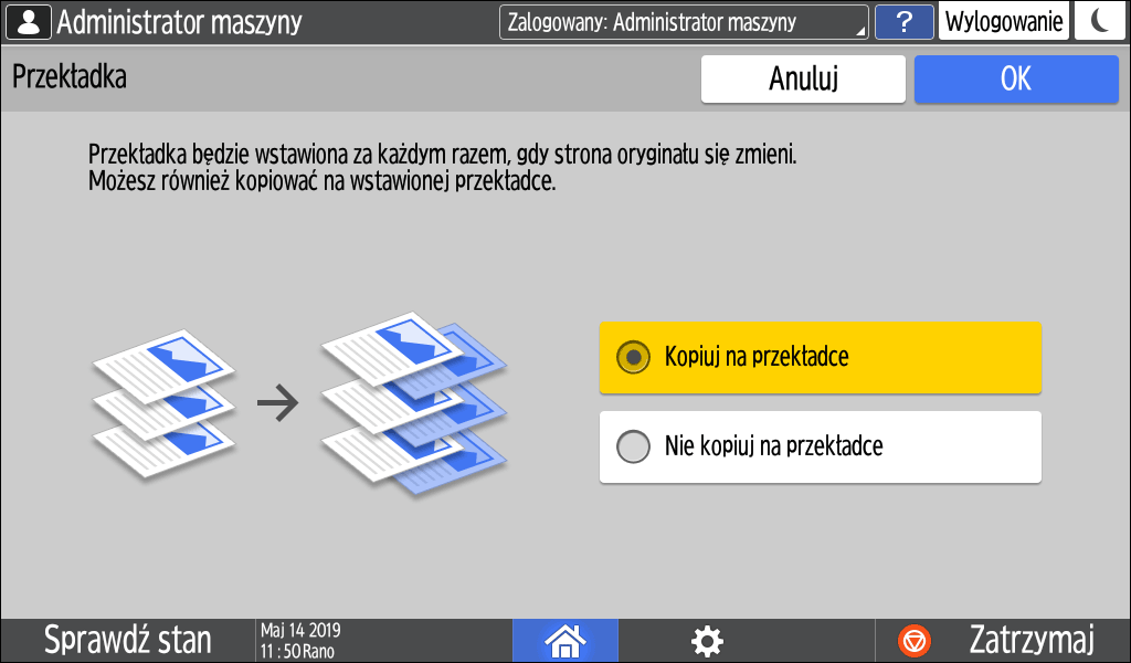 Ilustracja ekranu panelu operacyjnego