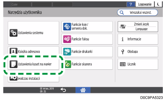ilustracja ekranu panela operacyjnego