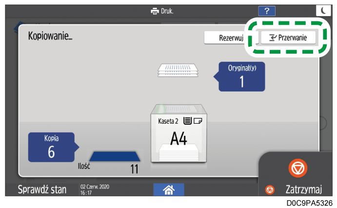 Ilustracja ekranu panelu operacyjnego