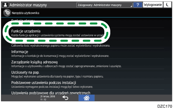 Ilustracja ekranu panelu operacyjnego