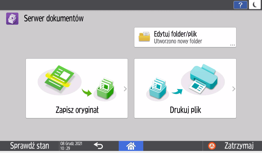 ilustracja ekranu panela operacyjnego