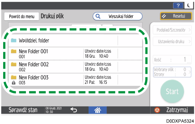 ilustracja ekranu panela operacyjnego