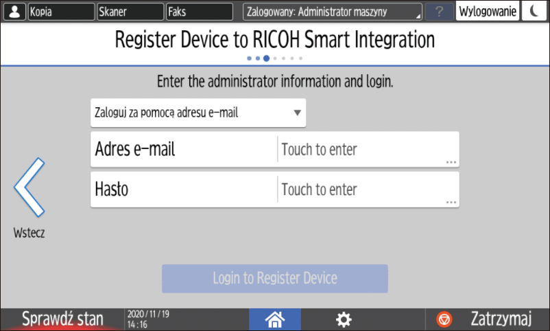 Ilustracja ekranu panelu operacyjnego