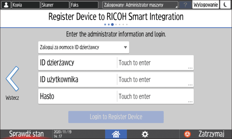 Ilustracja ekranu panelu operacyjnego