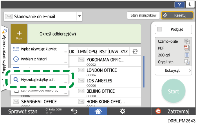 Ilustracja ekranu panelu operacyjnego