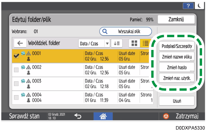 ilustracja ekranu panela operacyjnego