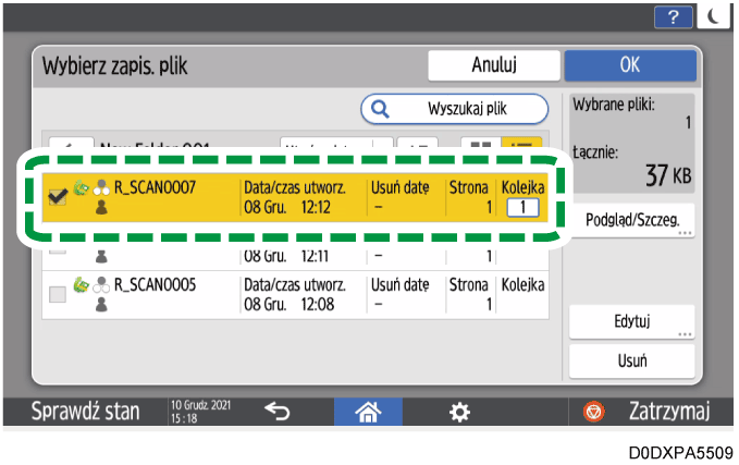 Ilustracja ekranu panelu operacyjnego