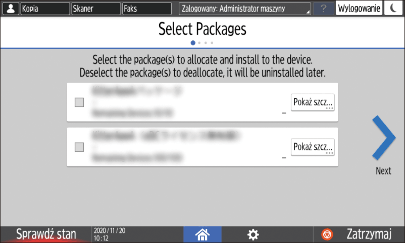 Ilustracja ekranu panelu operacyjnego
