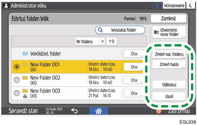 ilustracja ekranu panela operacyjnego