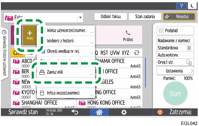 Ilustracja ekranu panelu operacyjnego