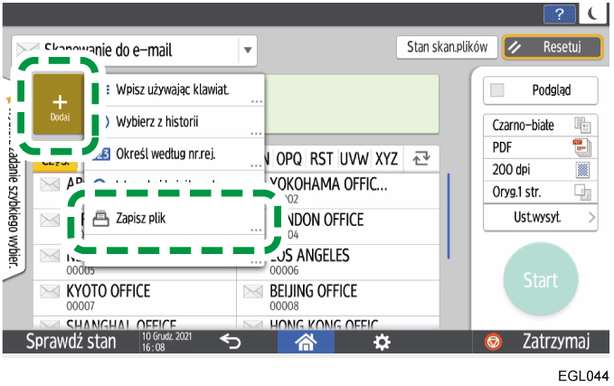Ilustracja ekranu panelu operacyjnego