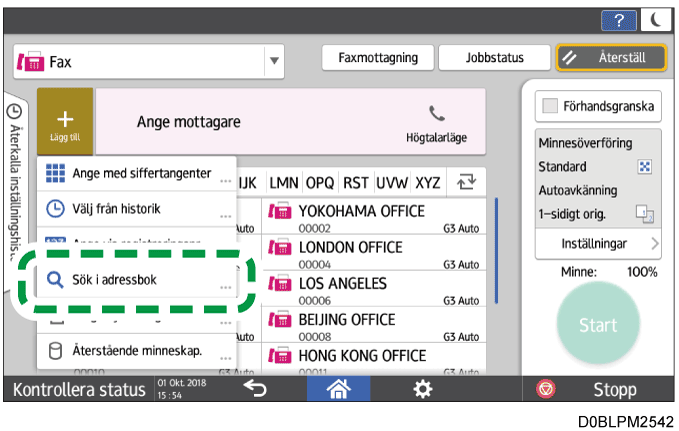 Bild på användarpanelens skärm