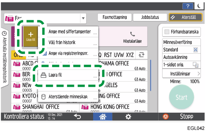 Bild på användarpanelens skärm