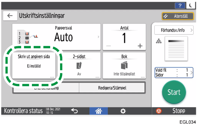 Bild på användarpanelens skärm