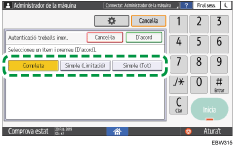 Il·lustració de pantalla del panell d'operacions