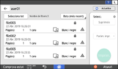 Il·lustració de pantalla del panell d'operacions