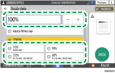 Il·lustració de pantalla del panell d'operacions