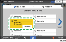 Il·lustració de pantalla del panell d'operacions