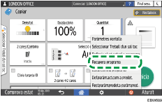 Il·lustració de pantalla del panell d'operacions