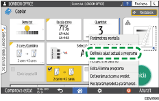 Il·lustració de pantalla del panell d'operacions
