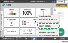 Il·lustració de pantalla del panell d'operacions