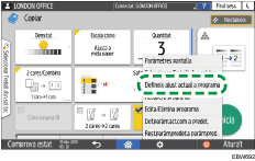 Il·lustració de pantalla del panell d'operacions