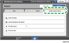 Il·lustració de pantalla del panell d'operacions