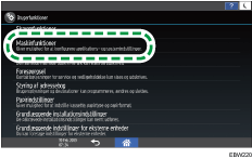 Operation panel screen illustration