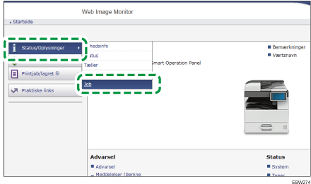 Illustration af skærmbillede i webbrowser