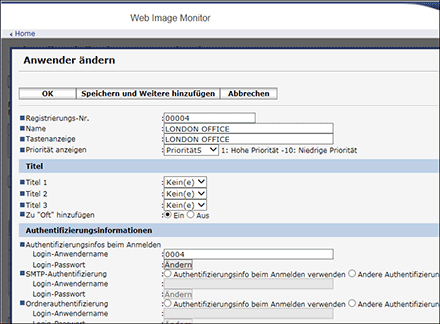 Webbrowser-Bildschirmdarstellung