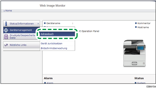 Webbrowser-Bildschirmdarstellung