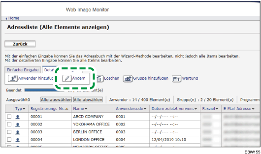 Webbrowser-Bildschirmdarstellung